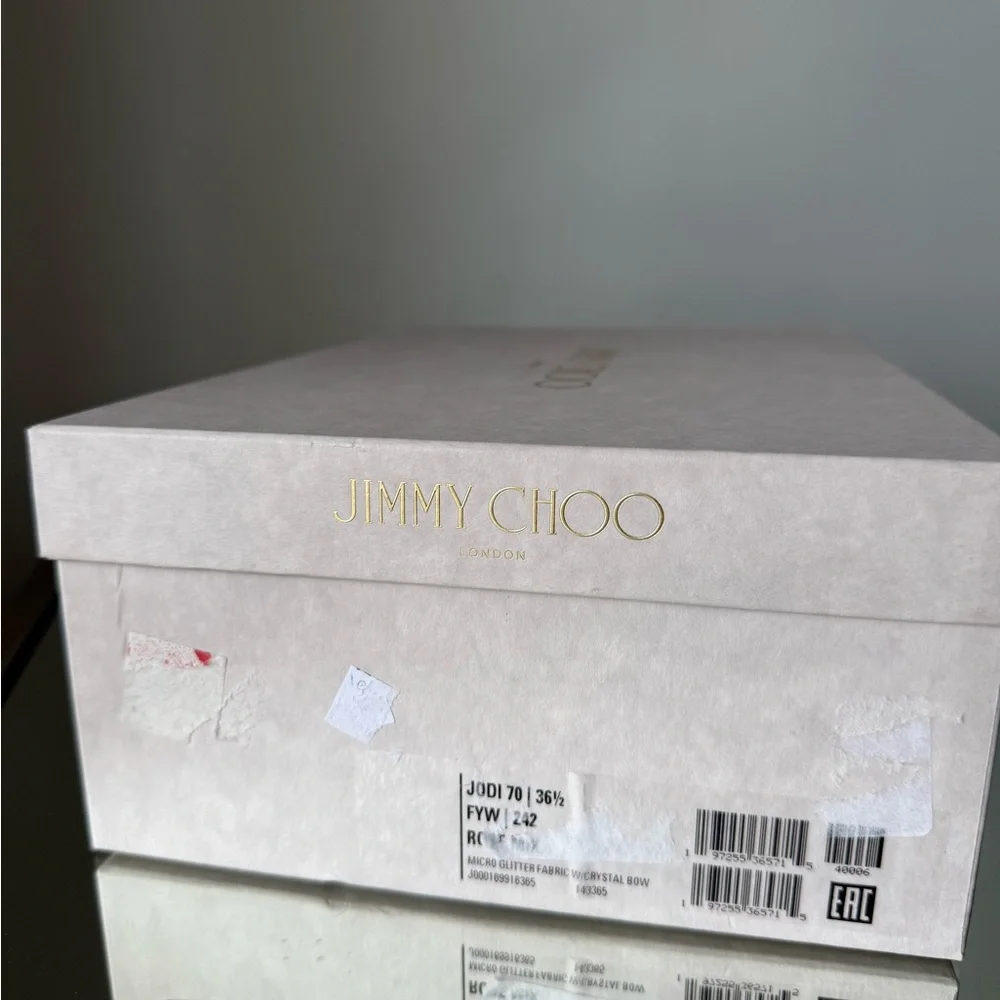 New JIMMY CHOO Jodi Bow-Embellished Glittered Mules pink - Picture 12 of 12